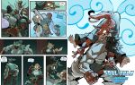 5_fingers 5_toes absurd_res akiya_(ceehaz) anthro breasts brown_body brown_fur canid canine canis ceehaz cleavage clothed clothing comic dialogue dog_knight_rpg domestic_dog duo english_text feet female fight fingerless_gloves fingers fox fur gloves grey_body grey_fur grey_hair hair handwear hi_res mammal multicolored_body multicolored_fur muscular muscular_anthro muscular_female open_mouth orange_body orange_fur pawpads punch speech_bubble tail teeth text toes tongue white_body white_fur wraps