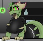 anthro ass_growth belly big_breasts big_butt bimbofication black_clothing bottomwear breast_expansion breast_growth breasts butt butt_expansion claw_fingers claws clothing digital_media_(artwork) drhypnoswirl emanata expansion eyelashes fangs female forced glowing glowing_head glowing_object green_body green_scales growth hi_res horn huge_breasts huge_butt hypnosis intelligence_loss kobold leaning leaning_on_table maracoarco mind_control multicolored_eyes open_mouth pants ringed_eyes scales scalie shirt solo swirl_emanata swirls tail tan_belly tan_claws tan_horn teeth thick_thighs tight_clothing tongue tongue_out topwear torn_bottomwear torn_clothing torn_pants torn_shirt torn_topwear transformation wide_hips
