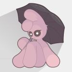 1:1 2025 ambiguous_gender anthro bent_ear bent_legs black_sclera black_umbrella blank_expression bunny_maloney bunny_maloney_(character) cel_shading digital_media_(artwork) eyelashes featureless_feet featureless_hands feet frackntoaster fur hi_res holding_object knees_pulled_up lagomorph leporid looking_at_viewer mammal nude periorbital_dark_circles pink_body pink_fur pupils rabbit shaded simple_background sitting solo three-quarter_view toony umbrella white_background white_pupils