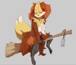 anthro biped black_body breasts delphox eyebrows female fur generation_6_pokemon grey_background hi_res inner_ear_fluff looking_at_viewer multicolored_body multicolored_fur nintendo open_mouth open_smile orange_body orange_eyes orange_fur pawpads pokemon pokemon_(species) pupils simple_background skeleton265 smile solo tongue tuft white_body white_fur yellow_body yellow_fur
