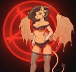 2019 anthro big_breasts breasts clothed clothing demon equid equine female hair hi_res horn mammal reaper3d simple_background solo wings 
