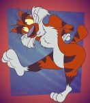 2025 3_toes 4_fingers abstract_background adventures_from_the_book_of_virtues alternate_version_at_paywall anthro arm_tuft bashful belly biped black_eyes black_nose black_stripes bobcat casual_nudity cheek_tuft chest_tuft chin_tuft colored curvy_figure digital_drawing_(artwork) digital_media_(artwork) ears_back elbow_tuft eye_roll eyelashes facial_tuft feet felid feline fingers flat_colors foot_focus fur gavanzude hands_behind_back head_tuft hi_res humanoid_feet humanoid_heel lynx male mammal markings multicolored_body multicolored_fur nude on_one_leg pbs pecs pinup pivoted_ears plantigrade pose raised_foot scut_tail short_tail shoulder_tuft shy shy_smile signature small_waist smile socrates_the_bobcat soles solo standing striped_body striped_fur striped_markings striped_tail stripes tail tail_markings thick_eyelashes toes tuft two_tone_body two_tone_fur wasp_waist whiskers white_belly white_body white_chest white_feet white_fur white_hands wide_hips yellow_sclera