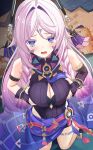  1girl armlet blue_eyes blush braid breasts breasts_squeezed_together citlali_(genshin_impact) cleavage cleavage_cutout clothing_cutout commentary_request facial_mark fingerless_gloves from_above genshin_impact gloves grabbing_own_breast jewelry kneeling large_breasts leotard long_hair open_mouth paid_reward_available pink_hair sarong solo tsuseki 