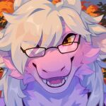 1:1 anthro black_clothing black_topwear bust_portrait cheek_tuft clothed clothing corzh77 dragon facial_tuft fangs female front_view fur furred_dragon furred_scalie hair hi_res horn looking_at_viewer mythological_creature mythological_scalie mythology one_eye_closed open_mouth open_smile pink_body pink_fur portrait scalie smile solo teeth topwear tuft white_body white_fur white_hair white_horn yellow_eyes