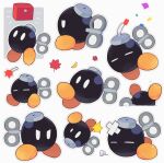  bandaid bob-omb confetti highres mario_(series) mofupoyo multiple_views no_humans paper_mario 