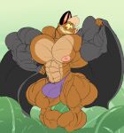 2018 5_fingers abs anthro anthrofied anus bat batty_koda biceps big_muscles big_pecs biped black_ears black_wings brown_body brown_fur bulge clenched_teeth clothing colored detailed df43_(artist) digital_drawing_(artwork) digital_media_(artwork) erect_nipples ferngully fingers flat_colors flexing flexing_bicep forest fur genitals glance gradient_sky green_sky grey_arms hair hi_res huge_muscles huge_pecs humanoid_hands hyper hyper_muscles hyper_pecs leaf looking_at_viewer macro male mammal megabat membrane_(anatomy) membranous_wings multicolored_body multicolored_fur muscular navel nipples open_mouth open_smile outside pecs penis pink_inner_ear pink_nipples pinup plant pose puffy_anus purple_clothing purple_thong purple_underwear rainforest red_eyes ribs sky small_hands smile smiling_at_viewer snout solo standing tan_body tan_chest tan_fur tan_hair teeth thick_arms thick_calves thick_thighs thong tree two_tone_body two_tone_fur underwear vein veiny_penis wide_hips winged_arms wings yellow_sclera