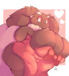 anthro big_breasts breasts brown_body clothing dress eyebrows female generation_4_pokemon heart_symbol hi_res holidays huge_breasts lagomorph leporid lightmizano lopunny mammal nintendo nipples overweight pokemon pokemon_(species) red_clothing red_dress red_eyes simple_background solo valentine&#039;s_day