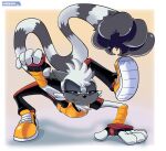 2024 bodysuit clothing collared_shirt eyelashes female fingerless_gloves footwear fur gizmo01 gloves grey_body grey_fur half-closed_eyes handwear hi_res idw_publishing lemur long_tail mammal narrowed_eyes primate purple_eyes sega shirt shoes skinsuit smile smiling_at_viewer sneakers solo sonic_the_hedgehog_(comics) sonic_the_hedgehog_(idw) sonic_the_hedgehog_(series) strepsirrhine tail tangle_the_lemur tight_clothing topwear