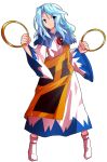  1girl alphes_(style) blue_eyes blue_hair clenched_hands closed_mouth commentary_request dairi dress frills full_body hands_up holding hoop jewelry kesa kumoi_ichirin large_variant_set long_hair long_sleeves looking_to_the_side multicolored_dress necklace no_hood parody pendant smile socks solo standing style_parody tachi-e touhou transparent_background variant_set wide_sleeves 