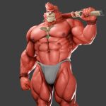 1:1 3d_(artwork) abs anthro asian_clothing bear biceps body_hair chest_hair clothing digital_media_(artwork) east_asian_clothing fundoshi fur hi_res japanese_clothing justgruff kumatetsu male mammal muscular muscular_anthro muscular_male muscular_thighs navel nipples obliques pecs red_body red_fur solo the_boy_and_the_beast underwear vein veiny_muscles
