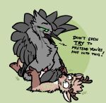 2025 aliasing anthro antlers avian beak bird bizr breasts claws clitoris cowgirl_position deer digital_media_(artwork) dominant dominant_female duo english_text erection feathered_wings feathers featureless_breasts female forced from_front_position fur genitals green_eyes grey_body hand_behind_head hi_res horn juniper_titmouse kodin male male/female male_penetrating mammal nude on_bottom on_top open_mouth oscine passerine penetration penile penis pinned pinned_to_ground rape scared semi-anthro sex simple_background smile text tit_(bird) titmouse_(bird) vaginal vaginal_penetration vera_(bizr) winged_arms wings