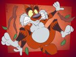 2025 3_toes 4_fingers abstract_background accident adventures_from_the_book_of_virtues alternate_version_at_paywall anthro arm_tuft belly bent_legs big_butt biped black_eyebrows black_nose black_stripes bobcat branch broken_branch brown_eyes butt butt_from_the_front casual_nudity cheek_tuft chest_tuft chin_tuft clenched_teeth colored digital_drawing_(artwork) digital_media_(artwork) eyebrows facial_tuft falling falling_down falling_leaves fangs feet felid feline fingers flat_colors front_view fur gavanzude gloves_(marking) head_tuft helpless hi_res humanoid_feet humanoid_hands humanoid_heel knee_tuft knees_up leaf leg_markings leg_tuft lynx male mammal markings multicolored_body multicolored_fur nude orange_body orange_fur pbs pecs pinup plantigrade pose scared scut_tail sharp_teeth short_tail shoulder_tuft signature socks_(marking) socrates_the_bobcat soles solo striped_body striped_fur striped_markings striped_tail stripes tail tail_markings teeth thick_eyebrows toes tuft two_tone_body two_tone_fur whiskers white_belly white_body white_chest white_feet white_fur white_hands yellow_sclera