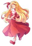  1girl :o alphes_(style) back_bow blonde_hair blush bow cat commentary_request dairi ellen_(touhou) from_side full_body hair_ribbon hairband large_variant_set long_hair parody parted_lips pet puffy_short_sleeves puffy_sleeves red_bow red_hairband red_ribbon red_shoes red_skirt red_vest ribbon shirt shoes short_sleeves simple_background skirt socks sokrates_(touhou) solo style_parody tachi-e touhou touhou_(pc-98) transparent_background variant_set vest white_cat white_shirt white_socks yellow_eyes 