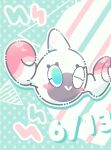  ;&gt; aqua_eyes blush blush_stickers closed_mouth commentary_request dated eyelashes highres kirrim no_humans one_eye_closed outline pokemon pokemon_(creature) pokemon_focus pokemon_swsh rotom rotomi smile white_outline 