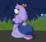 3_toes ambiguous_feral ambiguous_gender anthro anthro_focus barefoot big_breasts big_butt blue_body blue_clothing blue_dress breasts butt cave_story chaco_(cave_story) cleavage clothed clothing cnidarian countershade_face countershading critter digital_drawing_(artwork) digital_media_(artwork) dirt dress ear_bow eyelashes eyes_closed feet female female_anthro female_focus feral floppy_ears fur grass group head_tuft jellyfish kneeling lagomorph lineless lipstick lop_ears low_res makeup mammal marine markings medusozoan mimiga mole_(marking) mole_under_mouth multicolored_body multicolored_fur pawpads pink_pawpads plant power_critter_(cave_story) purple_body purple_breasts purple_ears purple_fur purple_tail purple_tuft raised_head red_bow red_bow_ribbon red_ear_bow red_lipstick round_tail royalmilk20 shaded short_tail smile solo_focus tail thick_thighs toes trio tuft two_tone_body two_tone_fur white_body white_countershading white_fur wide_hipped_anthro wide_hipped_female