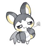 ambiguous_gender anthro beady_eyes emolga emolga_1 front_view generation_5_pokemon grey_body hi_res looking_at_viewer mouth_closed narrowed_eyes nintendo nude pokemon pokemon_(species) simple_background solo white_background white_body yellow_body