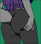  2019 amythyst_(axyl_k) anthro big_breasts big_butt bra breasts butt butt_grab clothed clothing colored_nails digital_media_(artwork) female fish hair hand_on_butt leggings legwear long_hair marine messy_hair nails pinup pose presenting presenting_hindquarters purple_hair shark simple_background solo sports_bra suggestive tights underwear yoga_pants 