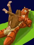2009 anal anal_penetration anthro balls belly big_dom_small_sub blue_background bodily_fluids brown_body brown_fur brown_hair buckteeth colored cum cum_in_ass cum_inside dominant duo ejaculation eyes_closed feet felid fur genital_fluids genitals green_eyes hair jeri_kleinlowe lying male male/male mammal mouse murid murine muscular on_back open_mouth orange_body orange_fur overweight painal painful_penetration pantherine penetration perineum rodent simple_background size_difference smaller_penetrated smile striped_body striped_fur stripes tan_body tan_fur teeth tiger