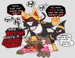 absurd_res anal anal_penetration angry animal_crossing anthro arm_warmers armwear blush blush_lines bodily_fluids butt butt_slap canid canine clothing crushpepper cum cum_in_ass cum_inside cum_on_butt cum_on_clothing cum_on_head digby_(animal_crossing) dirty_talk duo eeveelution english_text femboy fucked_silly fur generation_2_pokemon generation_6_pokemon genital_fluids gold_(metal) gold_jewelry good_girl head_push heart_symbol hi_res jewelry legwear male male/male male_penetrated male_penetrating male_penetrating_male mammal multicolored_body multicolored_fur nintendo panties penetration penile penile_penetration penis_in_ass pokemon pokemon_(species) ribbons_(anatomy) rough_sex sex slap spanking stockings sylveon teeth_showing terry_(etanks3) text tongue tongue_out umbreon underwear