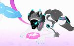 ahegao all_fours anstheprotogen anthro batya blue_penis blush blush_lines bodily_fluids bowl bubble_butt butt collar container cum cum_in_bowl cum_in_container cum_in_mouth cum_inside drinking drinking_cum duo genital_fluids genitals hi_res leash looking_pleasured machine male male/male penis pet_bowl pink_leash protogen submissive