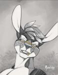 2025 anthro bust_portrait dated digital_drawing_(artwork) digital_media_(artwork) fangs front_view gold_(metal) gold_tooth greyscale hair half-closed_eyes hatching_(art) hi_res kangaroo long_ears looking_at_viewer macropod male male_anthro mammal marsupial monochrome narrowed_eyes nude_anthro nude_male open_mouth plant portrait pose richard_foley shaded sharp_teeth short_hair shrub signature solo spot_color teeth tongue