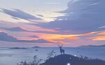  animal antlers artist_name bird boat cloud cloudy_sky deer evening horizon horns huhv. mountainous_horizon no_humans ocean original outdoors scenery sky sunset water watercraft 