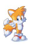  air-city ambiguous_gender anthro blue_eyes canid canine clothing cub footwear fox fur gloves handwear mammal miles_prower simple_background smile solo sonic_(series) video_games young 