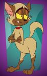 2024 anthro artist_name bedroom_eyes bent_over black_eyes black_nose brown_body brown_ears brown_fur brown_tail bunnicula_(series) butt chester_(bunnicula) collar crossed_arms curvy_figure digital_media_(artwork) domestic_cat fangs felid feline felis fur gavanzude half-closed_eyes hi_res looking_away male mammal multicolored_body multicolored_fur narrowed_eyes red_collar seductive sharp_teeth solo tail teeth text thick_thighs three-quarter_view two_tone_body two_tone_fur wide_hips yellow_sclera