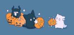  blue_background ghost halloween highres holding horns hoshikui jack-o&#039;-lantern multiple_others no_humans original pumpkin shoutarou_(shoutarotttt) simple_background 