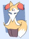 3:4 anthro artist_name braixen female generation_6_pokemon genitals nintendo pokemon pokemon_(species) solo standing tail text vlaxi111 vulva