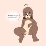  2019 ? animal_crossing anthro ariku balls barefoot black_eyes blush brown_body brown_fur canid canine canis dialogue digby_(animal_crossing) domestic_dog english_text erection floppy_ears fur hi_res humanoid_penis invalid_tag long_ears male mammal navel nintendo nude open_mouth penis pink_background presenting presenting_penis question simple_background sitting smile solo spread_legs spreading tan_body tan_fur text tongue video_games 