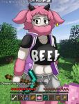 anthro bovid canid canine canis caprine domestic_dog duo female fur hi_res layla_(thewholof554) looking_at_viewer mammal microsoft minecraft mojang pink_body pink_fur prank sheep sheipy_(thewholof554) thewholof554 xbox_game_studios