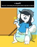 anthro bodily_fluids clothed clothing deltarune diaper diaper_use digital_media_(artwork) english_text feces female fur genital_fluids hair hat headgear headwear hi_res lilcrinkles looking_at_viewer pooping smile soiled_diaper soiling soiling_diaper solo tail tem temmie_(deltarune) text unclean_diaper undertale_(series) urine used_diaper wearing_diaper wet_diaper wetting wetting_diaper white_body