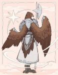 4_toes absurd_res accipitrid accipitriform anisodactyl anthro armor armor_plates avian barefoot beak bird clothed clothed_anthro clothed_feral clothing daarclaw elden_ring elden_ring_nightreign feathered_wings feathers feet feral fromsoftware furgonomics guardian_(nightreign) halberd hi_res male melee_weapon plate_armor polearm rear_view solo standing tabard tail tail_feathers talons toes weapon wings