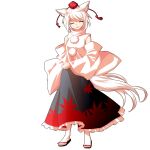  1girl alphes_(style) animal_ear_fluff animal_ears closed_eyes commentary_request crying dairi detached_sleeves facing_viewer full_body hat inubashiri_momiji large_variant_set leaf_print long_skirt maple_leaf_print open_mouth parody pom_pom_(clothes) sandals short_hair skirt socks solo standing straight-on style_parody tachi-e tail tokin_hat touhou transparent_background turtleneck variant_set wavy_mouth white_hair white_socks wolf_ears wolf_girl wolf_tail 