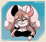 absurd_res animated anthro blush breasts brown_hair butt butt_focus chamiku clothed clothing cukizilla female female_anthro fur hair hi_res light_body long_hair mammal murid murine partially_clothed rat rodent short_playtime simple_background solo white_body