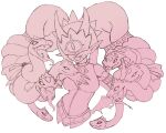  breasts crown digimon digimon_(creature) earrings fang highres jewelry mask medusamon open_mouth pointy_ears ribbon sharp_teeth shelly_starship sketch smile snake snake_hair teeth wings 