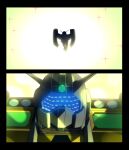  85neko absurdres assault_visor blue_eyes blue_visor densetsu_kyojin_ideon glowing glowing_eye gundam gundam_gquuuuuux highres ideon ideon_gauge looking_at_viewer mecha no_humans robot scene_reference science_fiction solo super_robot 