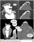  badger canid canine clothed clothing comic fox hi_res male male/male mammal misterstallion muscular mustelid musteline outside topless underwear 