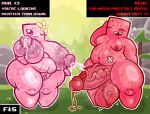 areola balls bandage bandage_girl belly big_balls big_breasts big_penis bodily_fluids breastmilk breasts dialogue_box dripping duo english_text female filthyskull flower flower_accessory genital_fluids genitals hi_res male meatboy montgomery_glands navel nipples nude nude_female nude_male overweight overweight_female overweight_male penis plant precum precum_drip super_meat_boy text thick_thighs vulva