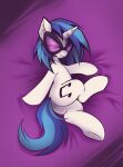 2024 absurd_res ather_os bedding bedding_background bedroom_eyes blue_mane blue_tail butt cutie_mark digital_drawing_(artwork) digital_media_(artwork) equid equine eyelashes eyewear female feral fluffy fluffy_tail friendship_is_magic fur glasses hasbro hi_res hooves horn long_mane long_tail looking_at_viewer looking_back looking_back_at_viewer lying mammal mane multicolored_mane my_little_pony mythological_creature mythological_equine mythology narrowed_eyes on_side seductive smile solo tail tinted_glasses two_tone_mane two_tone_tail unicorn unicorn_horn vinyl_scratch_(mlp) white_body white_fur