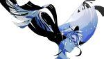  1other blue_eyes blue_hair blue_skin blue_theme closed_mouth colored_skin expressionless floating_hair highres houseki_no_kuni lapis_lazuli_(houseki_no_kuni) long_hair looking_ahead mt5_014 other_focus sidelocks simple_background solo sparkle twitter_username upper_body very_long_hair white_background 