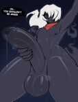  2025 balls big_penis black_body bodily_fluids chord_(e_zoid) darkrai dialogue english_text erection femboy foreskin generation_4_pokemon genital_fluids genitals hair hi_res humanoid humanoid_genitalia humanoid_penis legendary_pokemon looking_at_viewer male nintendo nipples nude oro97 penis pokemon pokemon_(species) precum solo speech_bubble talking_to_viewer text white_hair 