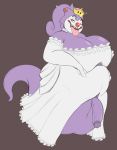  big_breasts breasts clothing cosplay crown dress eyeshadow gengar gynomorph hi_res huge_breasts intersex lucky_(mcnasty) makeup mcnasty nintendo penis pok&eacute;mon pok&eacute;mon_(species) purple_body purple_skin solo tongue tongue_out video_games 