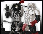 abs accessory anthro armpit_hair armpit_tuft armwear ball_tuft balls beard biceps big_penis biped black_nose black_penis black_sclera bodily_fluids body_hair boots bracelet braided_hair chaps claws clothing cock_ring cum dripping duo elbow_gloves erection facial_hair facial_piercing facial_tattoo feet felid flexing flexing_bicep flexing_both_biceps footwear foreskin fur genital_fluids genitals glans gloves glowing glowing_eyes grune_siranith hair handwear harness humanoid_genitalia humanoid_penis image_comics invincible_(image_comics) jewelry kirlanlion latex latex_clothing latex_gloves latex_handwear leaking_precum leather leather_clothing leather_daddy legwear lion looking_at_viewer male male/male mammal mostly_nude_anthro mostly_nude_male muscular muscular_anthro muscular_male musk navel nipples occult_symbol open_mouth pantherine pecs penis penis_accessory penis_jewelry pentagram piercing precum precum_drip precum_on_penis pubic_fuzz retracted_foreskin rock_out_with_your_cock_out shoes simple_background solo spiked_bracelet spiked_cock_ring spikes stockings symbol tattoo text thokk_(invincible) tuft vein veiny_penis white_body white_fur yellow_eyes