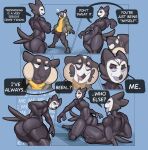 2025 anthro attikipp avian balls_outline big_bulge big_butt bird black_body black_bodysuit black_clothing black_latex black_skinsuit bodily_fluids bodysuit bovid bubble_butt bulge bulge_frottage butt caprine clone clothing comic crossed_arms detailed_bulge dialogue drooling duo english_text feathers genital_outline hi_res identity_death jacket latex latex_bodysuit latex_clothing latex_skinsuit male male/male mammal mind_control multicolored_body n-1_enoch owl saliva sheep shirt skinsuit species_transformation speech_bubble tail tail_feathers text thick_thighs tight_clothing topwear transformation twinning two_tone_body white_body yellow_clothing yellow_shirt yellow_topwear