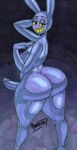 2025 4_fingers abstract_background absurd_res anthro artist_name bedroom_eyes big_butt big_penis black_eyes bottom_heavy bubble_butt butt erection eyelashes femboy fingers fur genitals glistening glistening_body glistening_fur glitch_productions graphite_(artwork) hand_behind_head hi_res huge_butt huge_hips huge_thighs jax_(tadc) lagomorph leporid long_ears looking_at_viewer looking_back looking_back_at_viewer male mammal marker_(artwork) narrowed_eyes nipples nude nude_anthro nude_male parasitedeath penis purple_body purple_fur rabbit seductive smile solo teeth text the_amazing_digital_circus thick_thighs traditional_media_(artwork) watermark wide_hipped_anthro wide_hipped_male wide_hips yellow_sclera