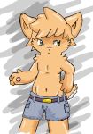  4_fingers canid canine clothed clothing fingers green_eyes male mammal rousefox solo topless young 