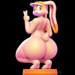  3d_(artwork) 3d_modeling 3d_print anthro big_butt butt clothing cream_the_rabbit crouching digital_media_(artwork) female hat headgear headwear lagomorph leporid long_ears mammal nonotoys orange_eyes rabbit raised_tail sega smile solo sonic_the_hedgehog_(series) tail tongue tongue_out 