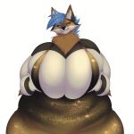  absurd_res anthro big_breasts breast_grab breast_squish breasts canid canine canis chbbypup evening_gown female hand_on_breast hi_res huge_breasts hyper hyper_breasts keter_(deltawave0x) mammal obese obese_anthro obese_female overweight overweight_anthro overweight_female solo squish wolf 